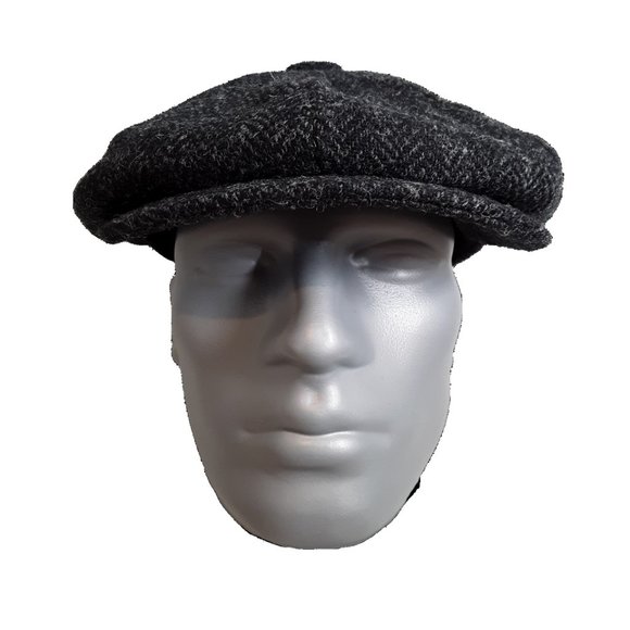 PEAKY BLINDERS Hartside Harris Tweed® Newsboy Cap HS28 in BLACK - PICK SIZE - Picture 3 of 11